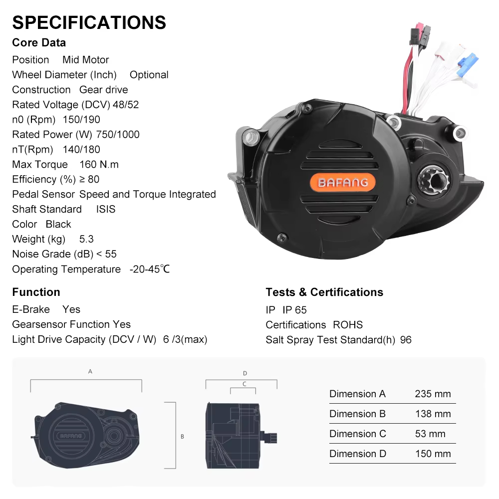 Kit de conversion pour vélo él - Mid Drive Motor Kit 52V 1000W avis et prix